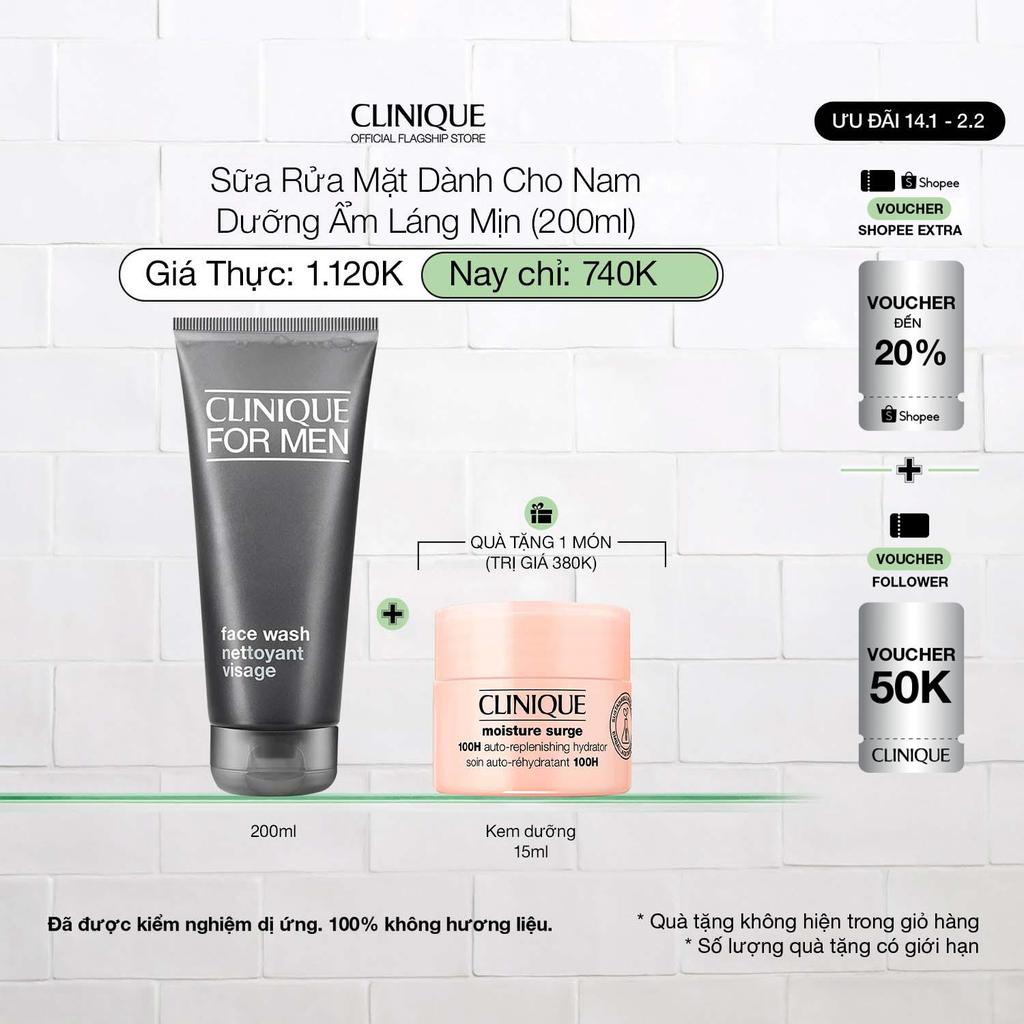 Sữa rửa mặt dưỡng ẩm cho nam da thường đến da khô CLINIQUE For Men Face Wash 200ml