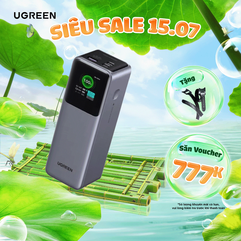 Pin Ugreen PB722 25000mAh-200W/20000mAh-130W/12000mAh-100W | Sử Dụng Lõi Pin Li-on | Màn Hình LED | 