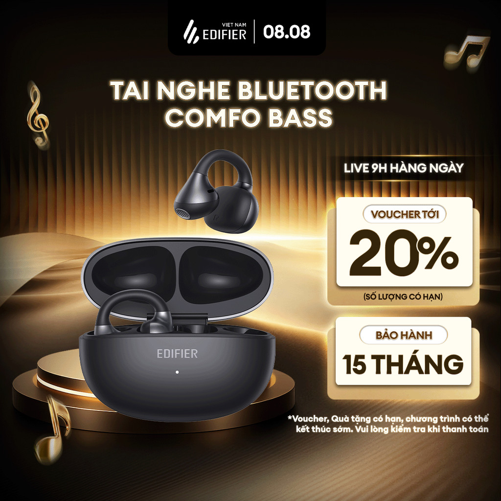 Tai Nghe Bluetooth EDIFIER COMFO BASS | Thiết Kế Kẹp Vành Tai | Thời Gian Sử Dụng Tới 22H | Bảo Hành 15 Tháng | BigBuy360 - bigbuy360.vn