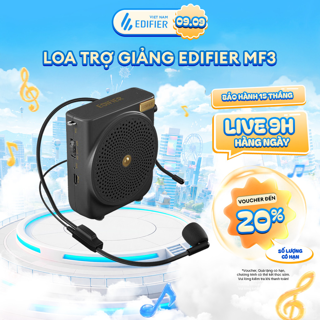 Máy Trợ Giảng Xách Tay EDIFIER MF3 | Công Suất 3W | Thời Gian Sử Dụng Đến 20H | Micro Chống Hú | Bảo