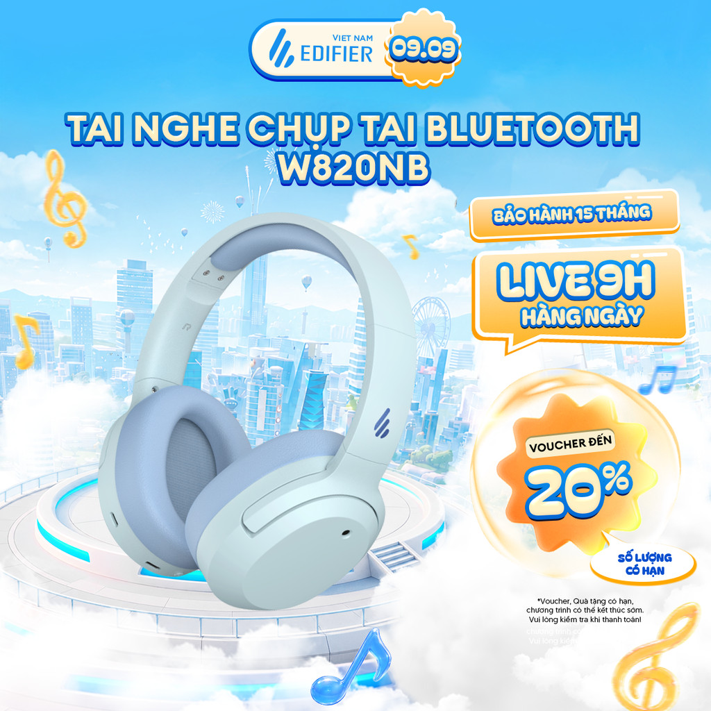 [CHỈ BẢO HÀNH 1 THÁNG] [XẢ HÀNG] Tai Nghe Chụp Tai Bluetooth EDIFIER W820NB | Sử Dụng Đến 49 Tiếng | Chống Ồn Chủ Động |