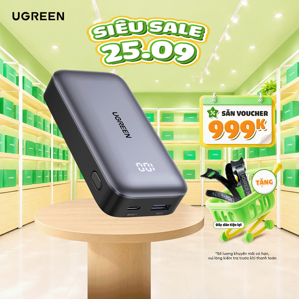 Sạc di động Ugreen PB502 20W/30W | Màn Hình LED | Bảo Hành 18 Tháng 1 Đổi 1 | 10000mAh/20000mAh