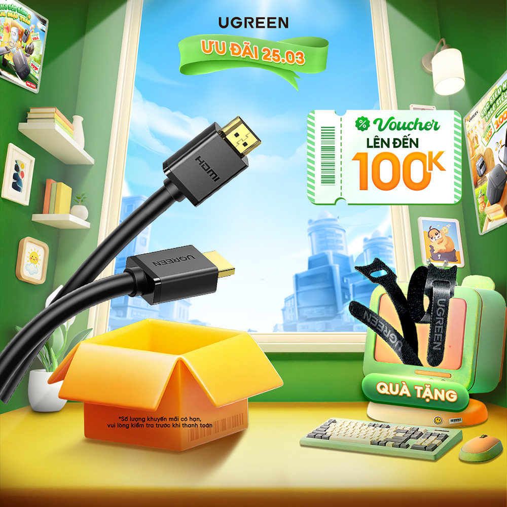 Cáp HDMI 2.0 tốc độ cao Ugreen HD104 Dùng cho Xiaomi Mi Box PS4 | Cổng kết nôi 1080P | Bảo hành 18 tháng 1 đổi 1 10106