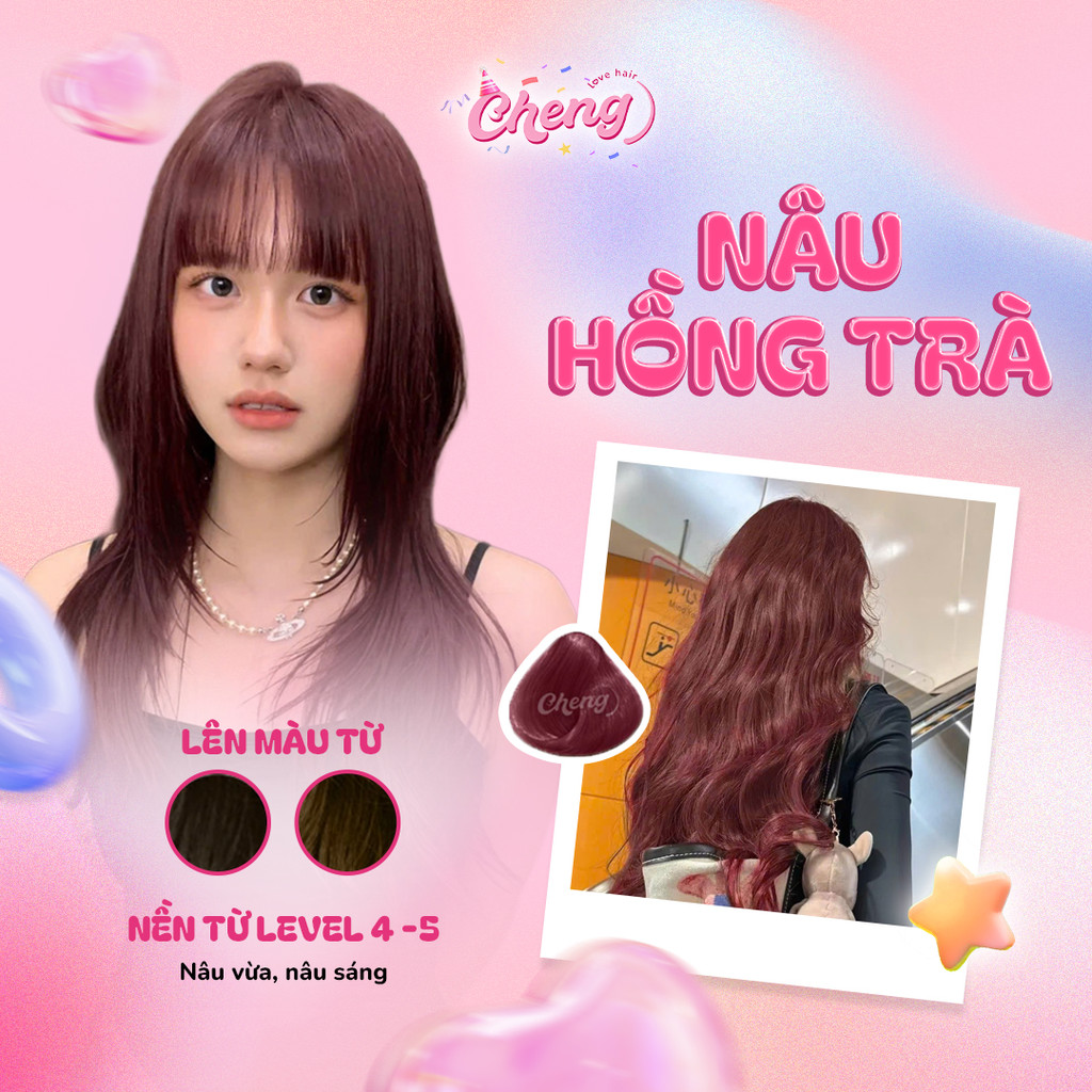 Thuốc Nhuộm Tóc Màu NÂU HỒNG TRÀ Không Tẩy | Chenglovehair, Chenglovehairs