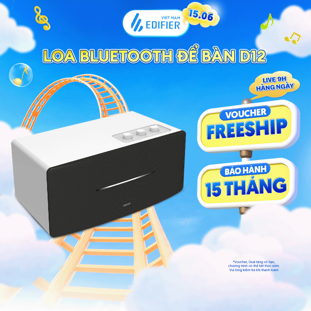 Loa Bluetooth Để Bàn EDIFIER D12 | Công Suất 70W | Vỏ Gỗ Chống Dội Âm | Âm Thanh Stereo | Bảo Hành 15 Tháng
