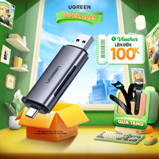 Đầu đọc thẻ USB Type-C với 2 khe thẻ cắm SD và OTG UGREEN CM185 | Bảo hành 18 tháng 1 đổi 1 50704 50706