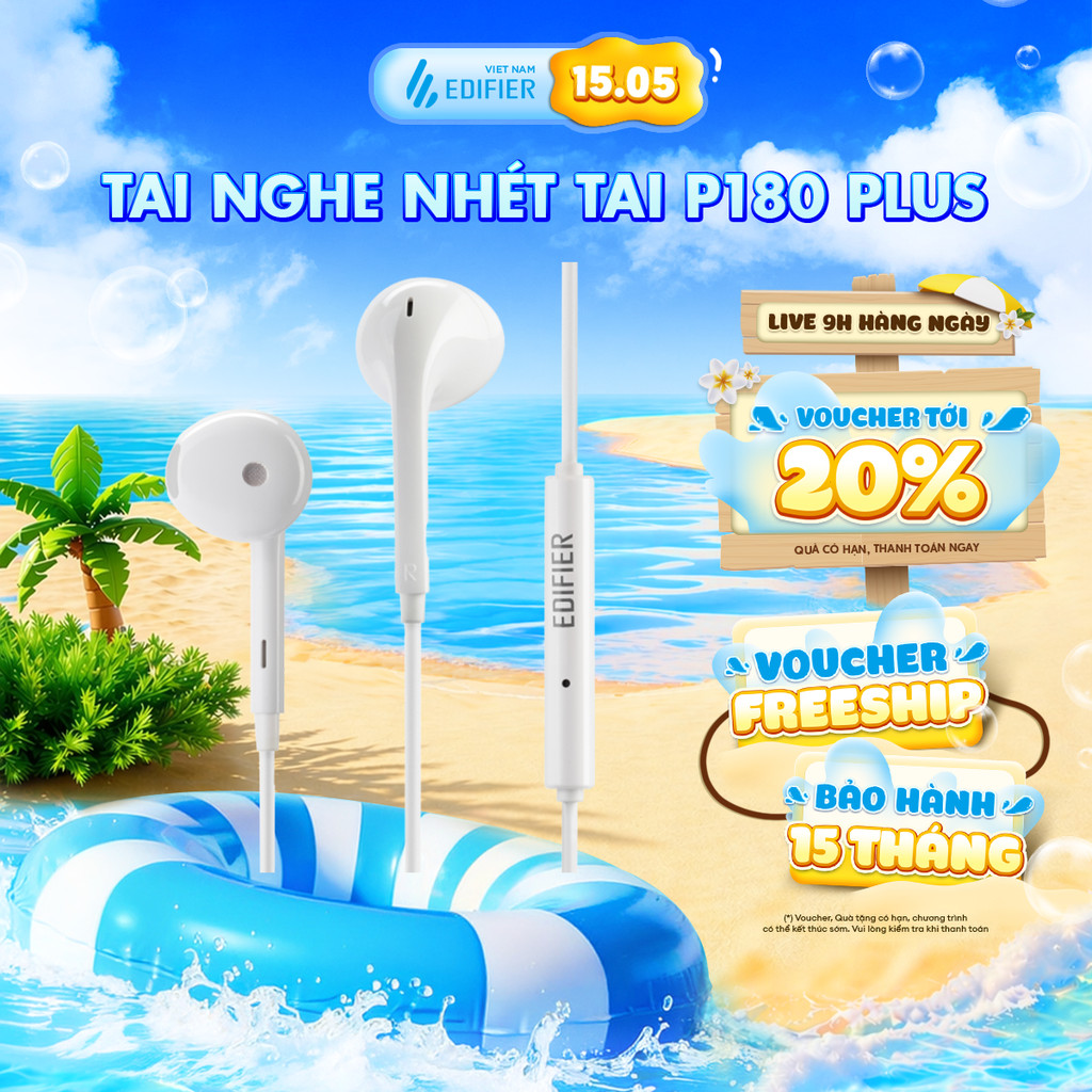 Tai Nghe Có Dây Nhét Tai Nhỏ Gọn EDIFIER P180 PLUS/P230 - 3 Nút Điều Khiển - Kết Nối 3.5mm/Type-C - 15 Tháng Bảo Hành