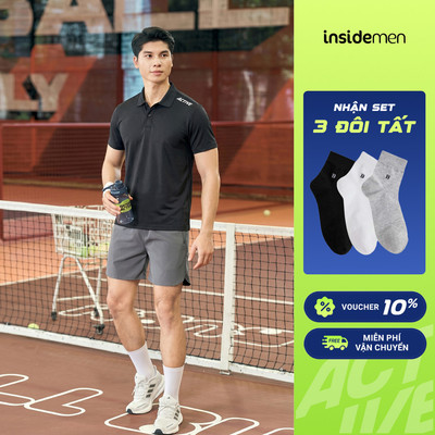[TẶNG COMBO TẤT] Áo Thun Có Cổ Nam Insidemen Active Dáng Regular Nhẹ Tênh Mát Lạnh Thoát Mồ Hôi IPS117EDP01