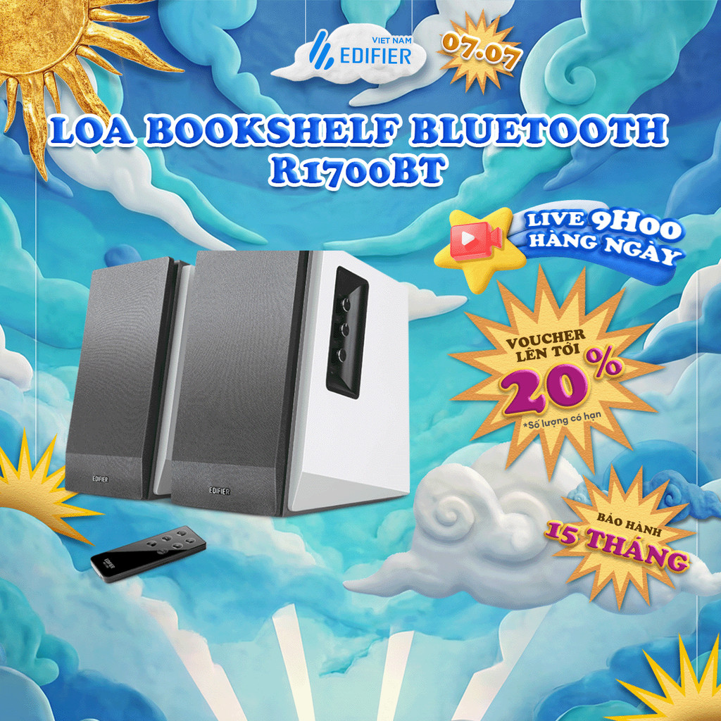 Loa Bluetooth Để Bàn EDIFIER 2.0 R1700BT | Công Suất 66W | Bluetooth 5.1 | Vỏ Gỗ Chống Dội Âm | Bảo Hành 15 Tháng