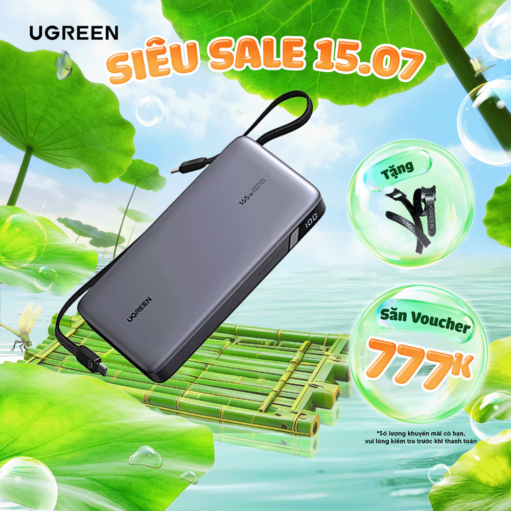 Sạc di động 145W/165W Ugreen | Cáp USB-C tích hợp | Bảo hành 18 tháng 1 đổi 1 55992B 55995B