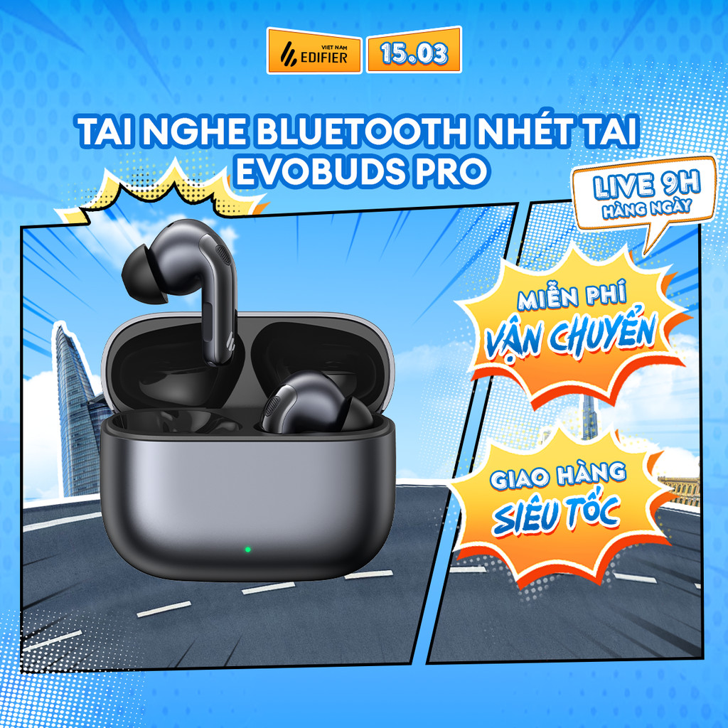 Tai Nghe Bluetooth Nhét Tai EDIFIER EVOBUDS PRO | Chống Ồn Chủ Động | Thời Gian Sử Dụng Tới 36H | Bảo Hành 15 Tháng | BigBuy360 - bigbuy360.vn