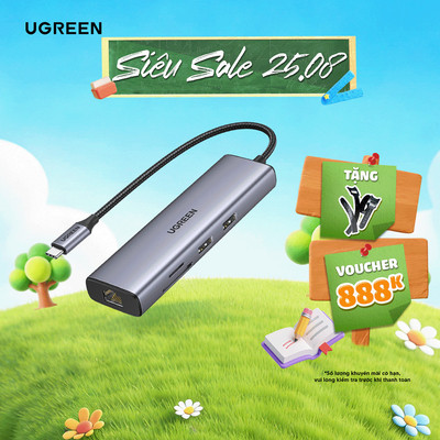 Hub chuyển đổi Type C UGREEN CM512, CM212 & CM195 | 7 in 1 | Hỗ trợ OTG | Sạc PD 100W | Bảo Hành 1 Đổi 1 18 Tháng 50852