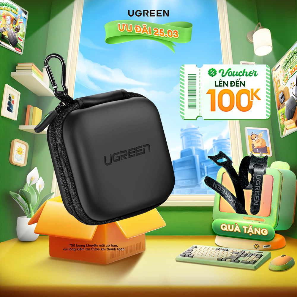 Hộp đựng tai nghe thẻ nhớ cáp USB UGREEN | Chống sốc chống nước | Nhỏ gọn và cứng cáp | 40816