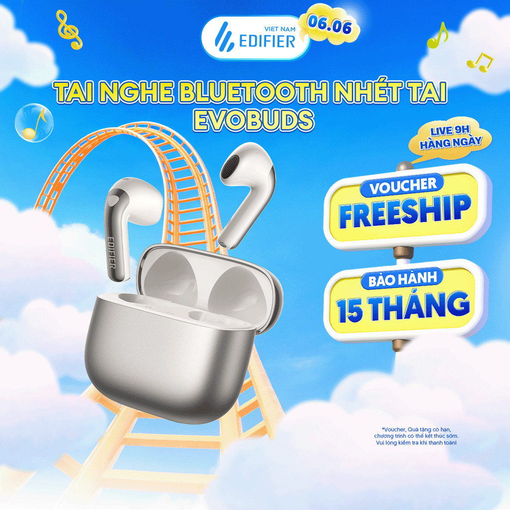 Tai Nghe Bluetooth EDIFIER EVOBUDS/EVOBUDS PRO | Chống Ồn Chủ Động | Tới 35H Sử Dụng | Bluetooth 6.1 | Bảo Hành 15 Tháng