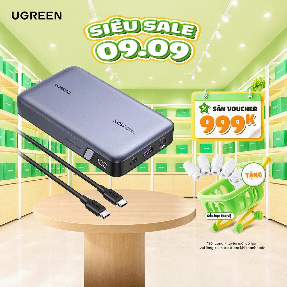Pin Ugreen PB205 20000mAh-100W/ 25000mAh-145W | Sử Dụng Lõi Pin Li-on | Màn Hình LED | Bảo Hành 18 T