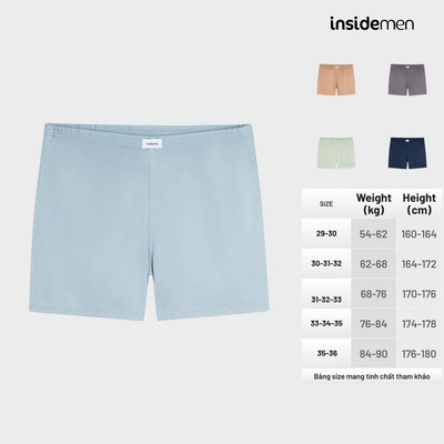 Quần short nam mặc nhà 100% Cotton Insidemen mát mẻ, khô thoáng, phần lưng chun không hằn ISO8000H0
