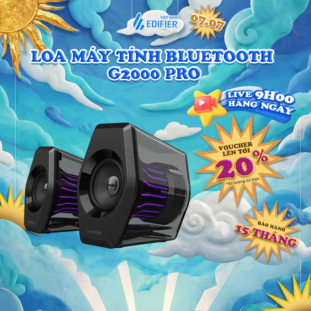 Loa Máy Tính Để Bàn EDIFIER G2000 PRO - Công Suất Cực Đại 64W - Tích Hợp Đèn RGB - Âm Thanh Vòm 7.1 - 15 Tháng Bảo Hành
