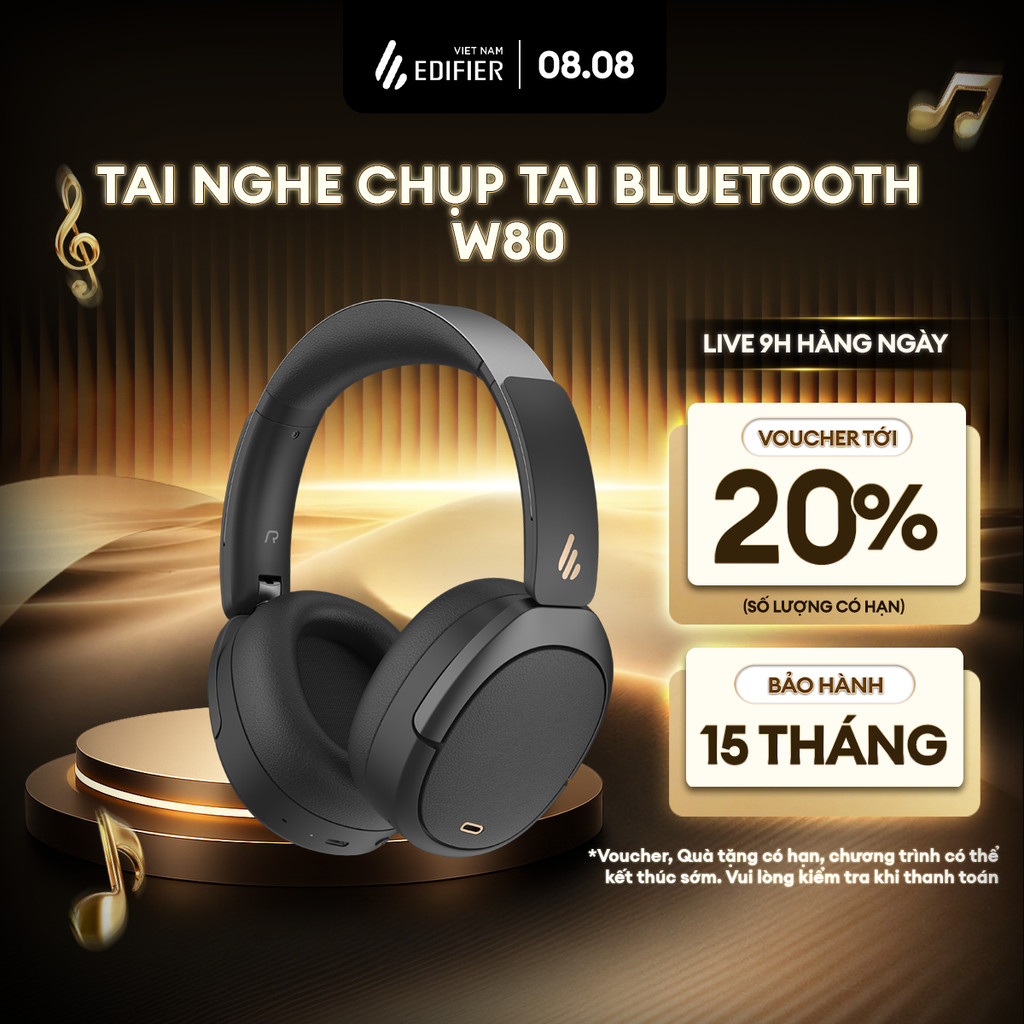 Tai Nghe Bluetooth Chụp Tai EDIFIER W80 | Chống Ồn Chủ Động | Thời Gian Sử Dụng Đến 65H | Bảo Hành 15 Tháng