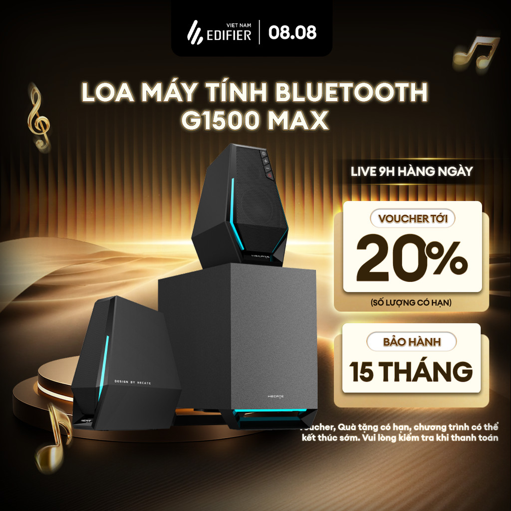 Loa Bluetooth Để Bàn EDIFIER G1500 MAX | Công Suất 30W | Đèn LED RGB | Bluetooth 5.3 | Bảo Hành 15 Tháng