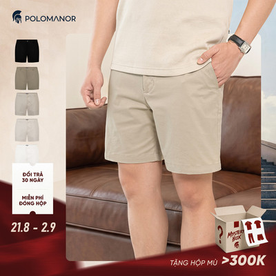 [BEST SELLER] Quần short nam ngắn POLOMANOR vải kaki xuất xịn, lưng đai thun, co giãn 2 chiều, chuẩn form