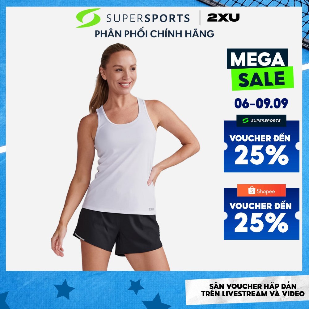 Áo Ba Lỗ Nữ 2XU Aero Singlet - Trắng - WR6928a-WHT/SRF