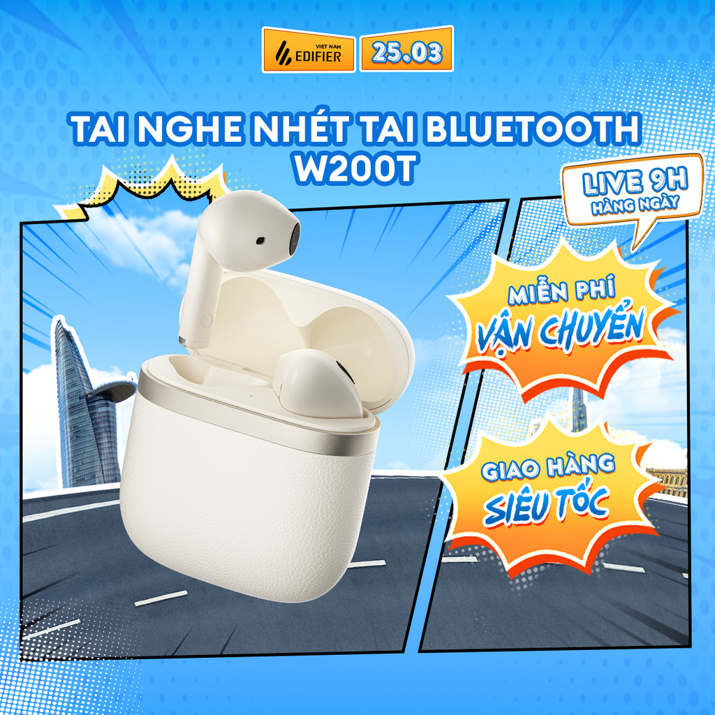 Tai Nghe Bluetooth Nhét Tai EDIFIER W200T | Thời Gian Sử Dụng Tới 28H | Kháng Nước, Bụi IP54 | Bảo Hành 15 Tháng