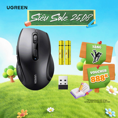 Chuột không dây Ugreen M511 | DPI (800/1200/1600) | Kết nối 2.4GHz kèm 2 pin AAA | Bảo hành 18 tháng 1 đổi 1 | 55780