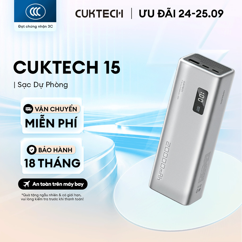 CUKTECH 15 SERIES Sạc Di Động 2C1A  | Bảo Hành 18 Tháng PB200U PB200P PB200 PB150S