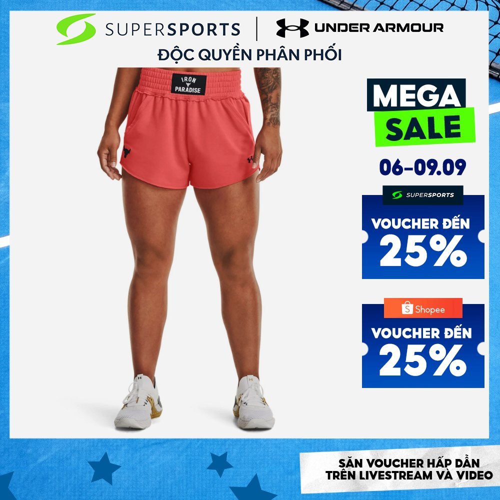 Quần Ngắn Thể Thao Nữ Under Armour Project Rock Terry - Hồng - 1363445-690