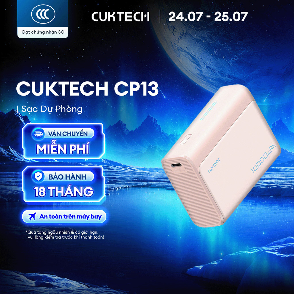 Sạc CUKTECH CP13/CP133L Kèm Cáp | Sạc Nhanh 30W Max | Dung Lượng 10.000mAh | Bảo Hành 18 Tháng LPB10