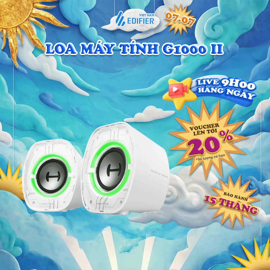 Loa Máy Tính Bluetooth EDIFIER G1000 II | Công Suất 4W | Củ Loa Toàn Dải | 9 Hiệu Ứng Đèn Led | Bảo Hành 15 Tháng