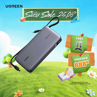 Sạc di động 145W/165W Ugreen | Cáp USB-C tích hợp | Bảo hành 18 tháng 1 đổi 1 55992B 55995B