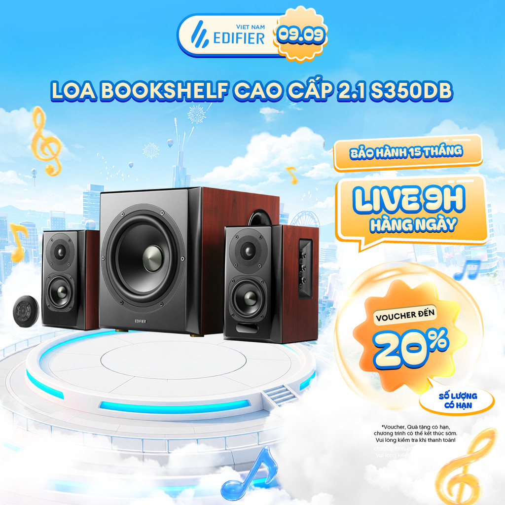 Bộ Loa Bookshelf Cao Cấp EDIFIER S350DB/S351DB - Công suất 150W - Loa Trầm 8" - Hệ Thống Loa 2.1 - 1