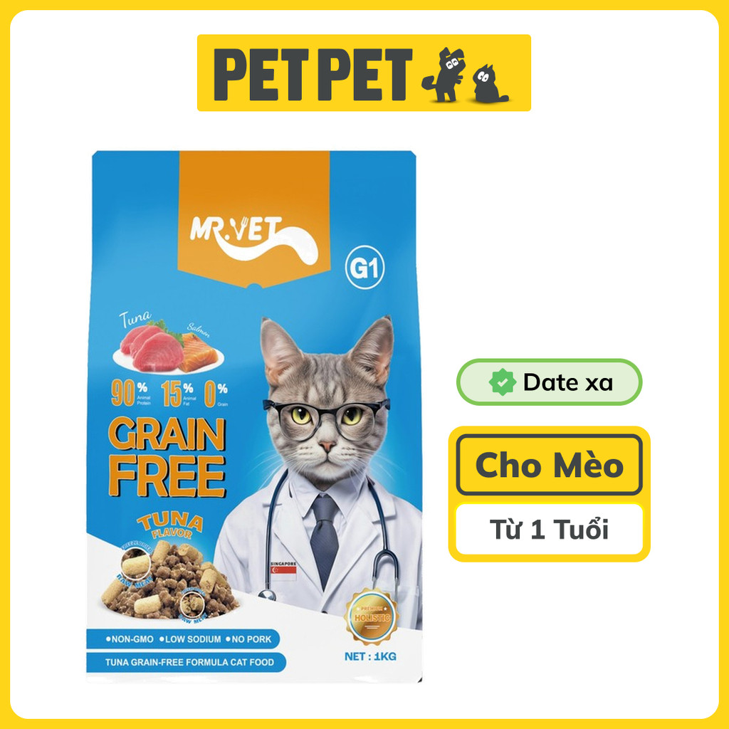 Hạt Mr.Vet G1 Bịch 1kg cho Mèo