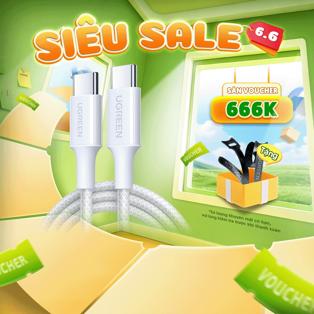 Cáp sạc nhanh USB-C 60W Ugreen L501 | Sạc nhanh dòng 3A | Tốc độ truyền tải 480Mbps | Bảo Hành 18 th