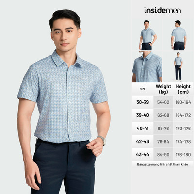 Áo sơ mi ngắn tay nam INSIDEMEN slim fit với kiểu dáng thời thượng, lịch lãm ISS024AZ