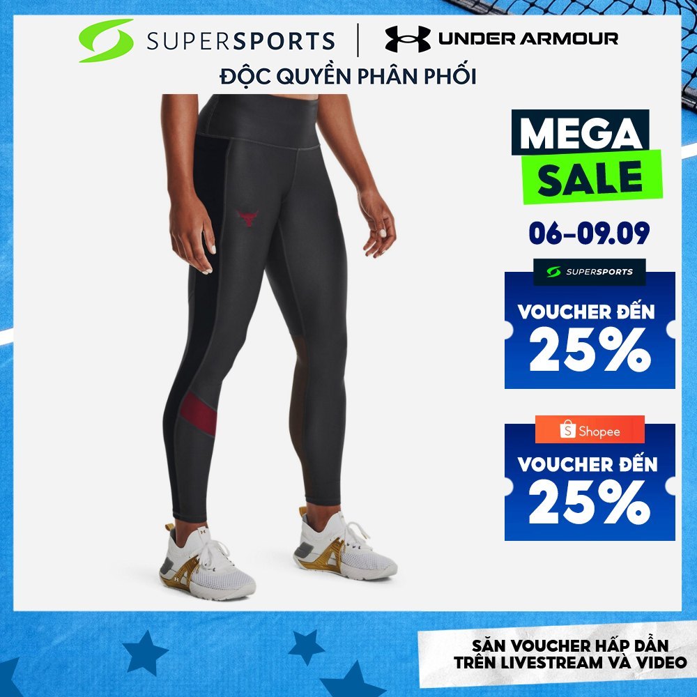 Quần Bó Thể Thao Nữ Under Armour Project Rock Heatgear® No-Slip Waistband - Đen - 1369258-010
