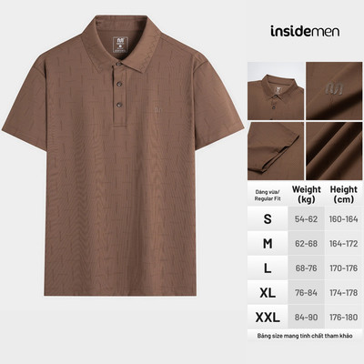 Áo Polo màu nâu Nam Insidemen Regular Fit mềm mai, co giãn IPS103AS2