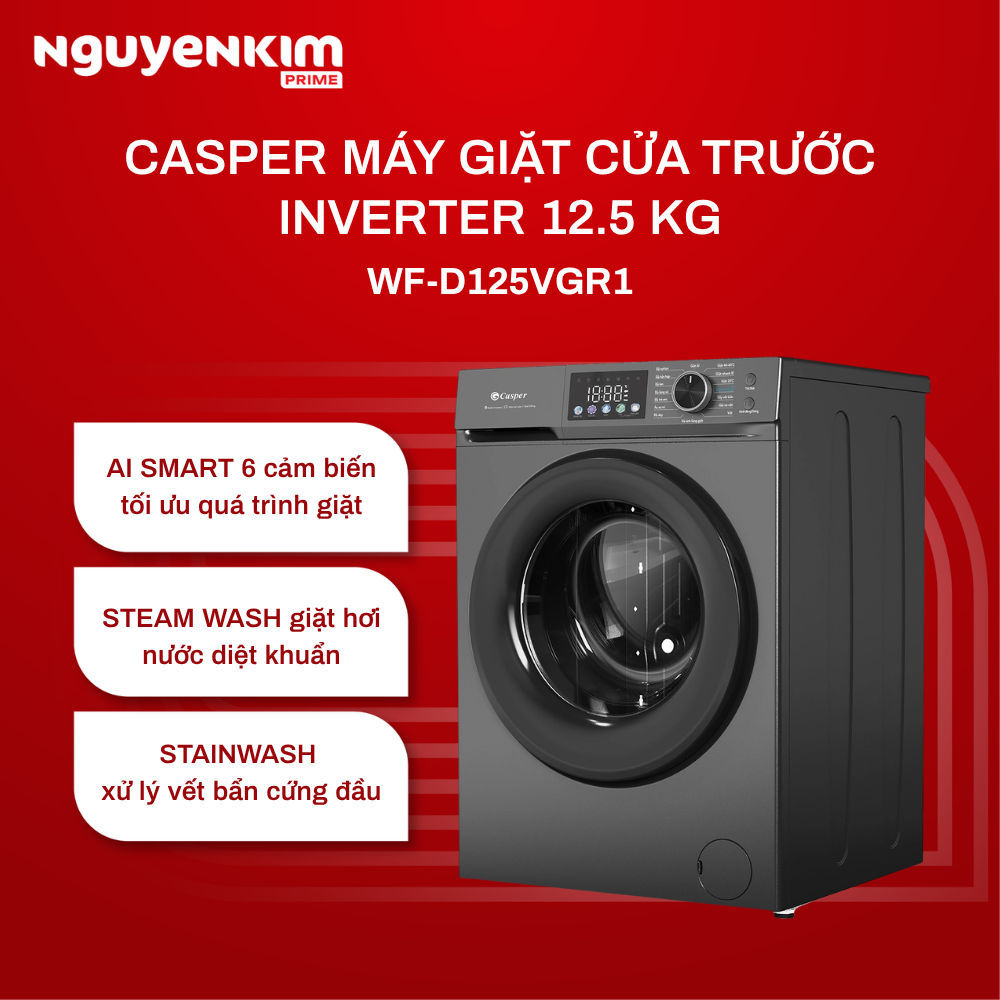 [Sản phẩm mới] Máy giặt Casper ProWash Inverter 12.5 kg WF-D125VGR1