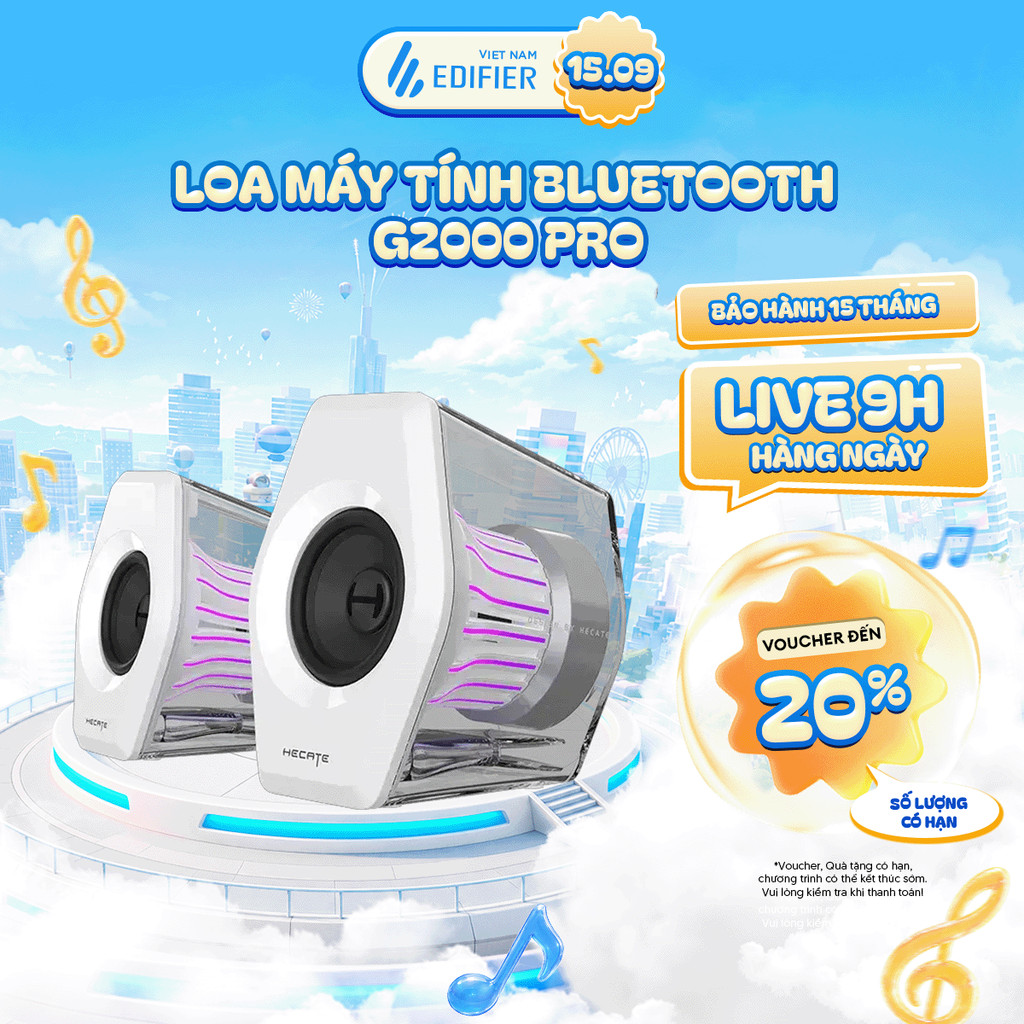 Loa Máy Tính Bluetooth EDIFIER G2000/G2000 PRO | Công Suất 32W | Đèn Led RGB | Bluetooth 5.1 |  Bảo 