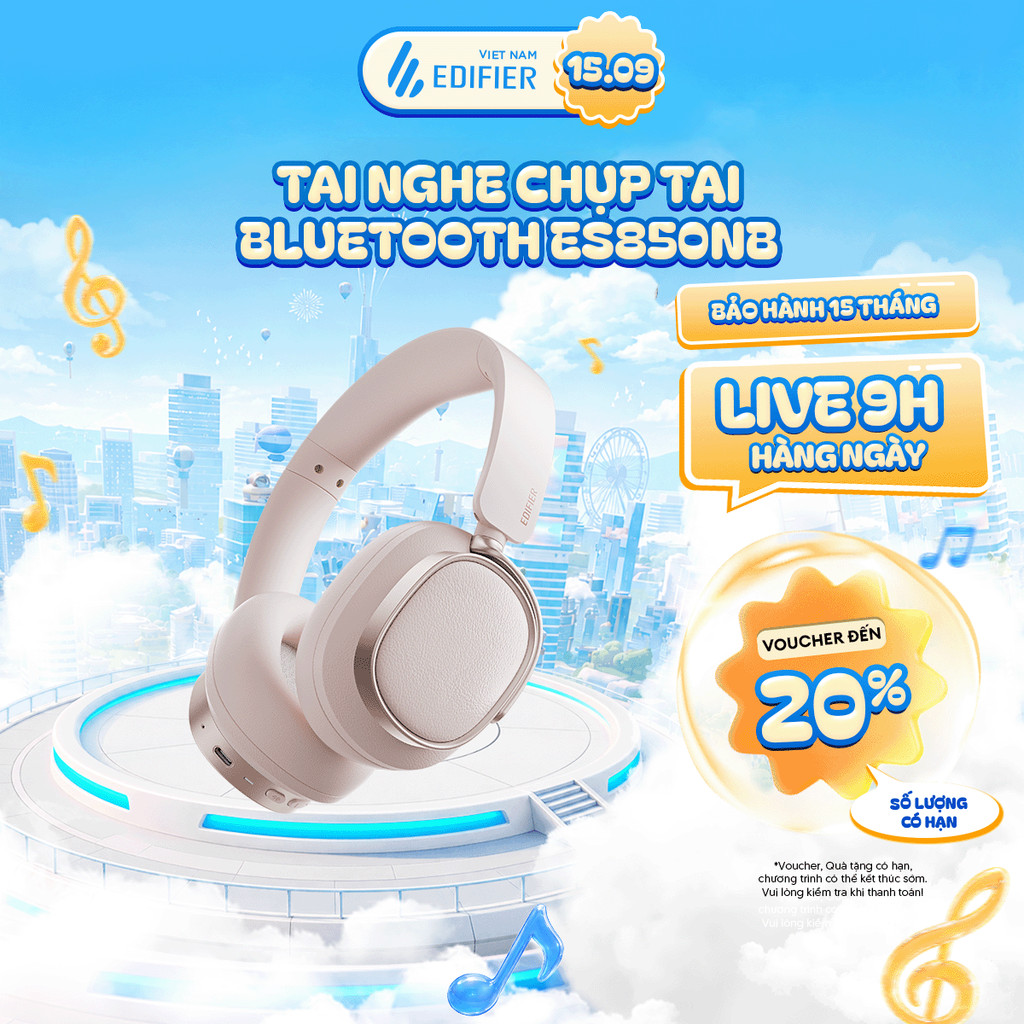 Tai Nghe Bluetooth Chụp Tai Không Dây EDIFIER ES850NB - Chế Độ Chống Ồn - Thoải Mái Chơi Nhạc Đến 92