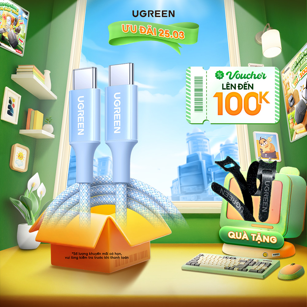 Cáp sạc nhanh USB-C 60W Ugreen L501 | Sạc nhanh dòng 3A | Tốc độ truyền tải 480Mbps | Bảo Hành 18 th