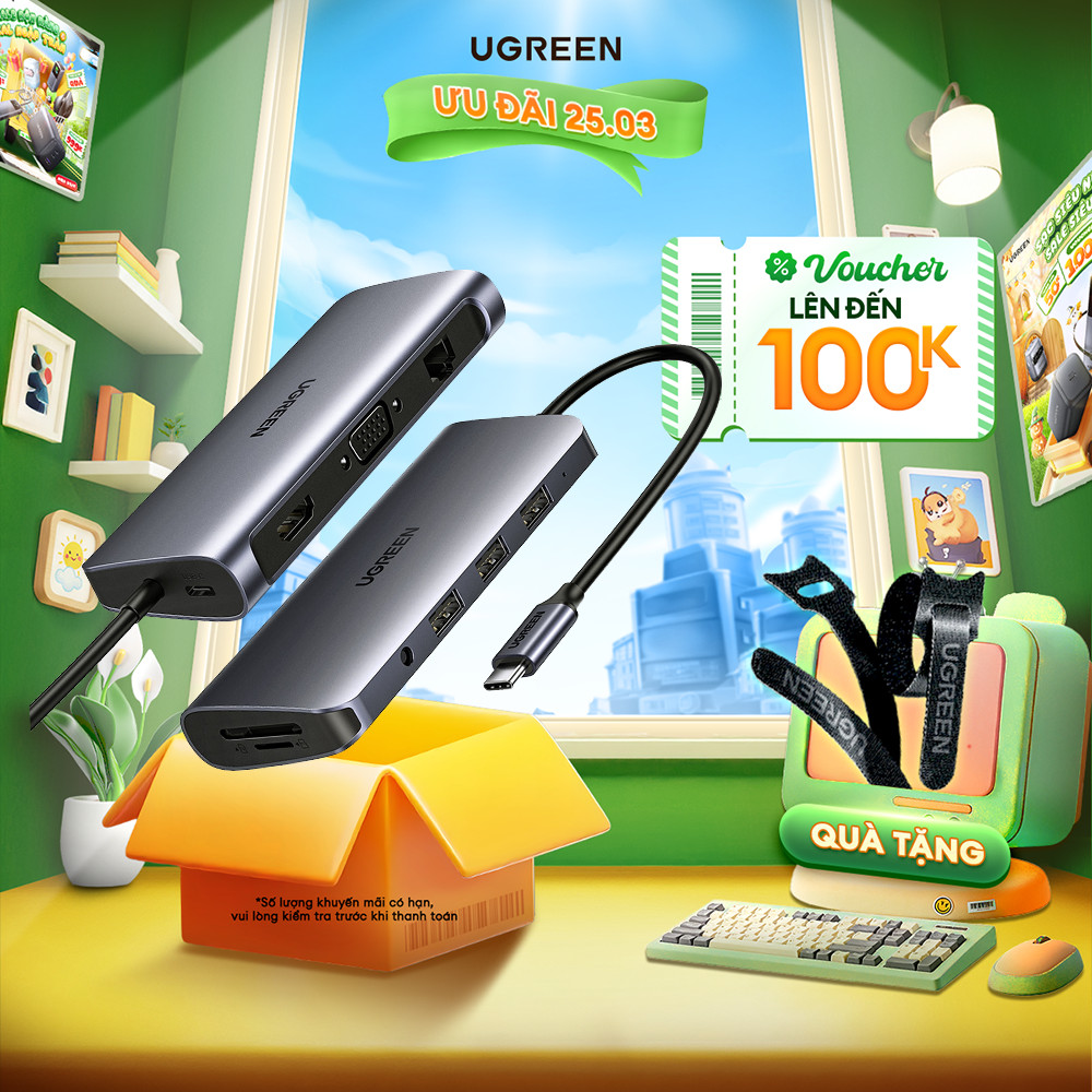 Bộ chuyển đổi đa năng UGREEN CM121 CM212 CM417 cho các thiết bị hỗ trợ USB type C - Bảo hành 18 tháng 1 đổi 1 50538