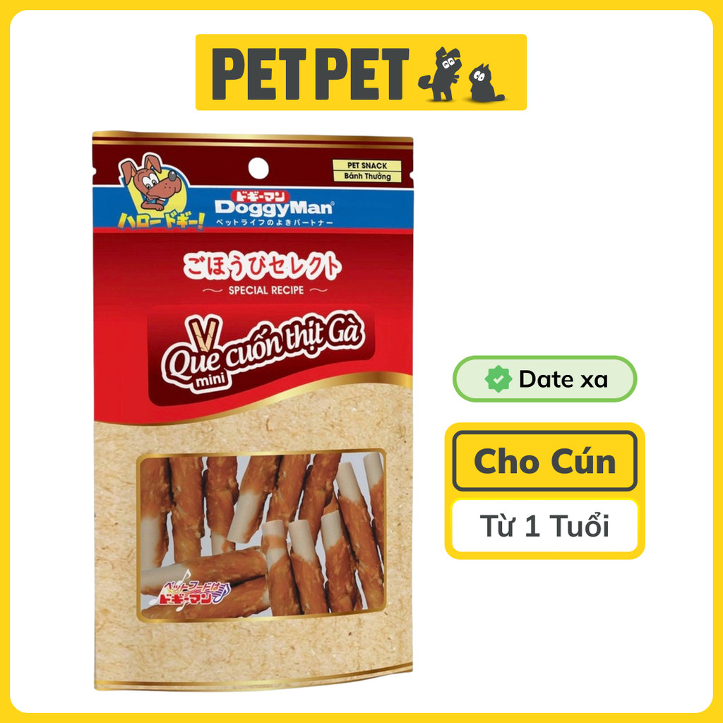 Treats DoggyMan Que Cuốn Thịt Gà - Mini Gói 20 cây cho Chó