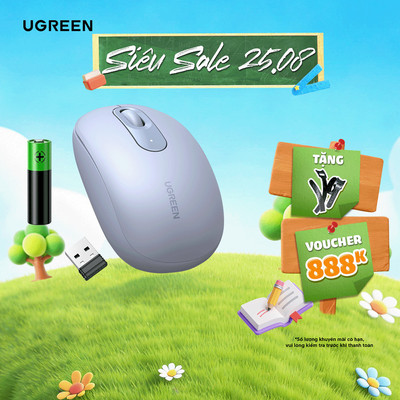 Chuột không dây 2.4G UGREEN MU105 | 4 mức điều chỉnh DPI | Độ yên tĩnh cao | Bảo Hành 18 Tháng 1 Đổi 1