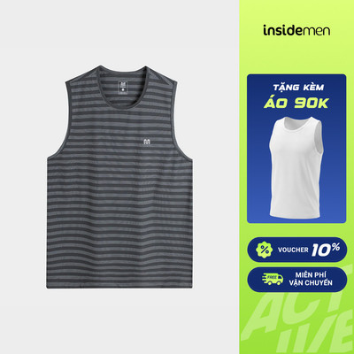 [MUA 2 TẶNG 1] Áo Ba Lỗ Tanktop Nam Insidemen Họa Tiết Sọc Co Giãn Tốt Thoáng Mát Thấm Hút Mồ Hôi ITL105AS0