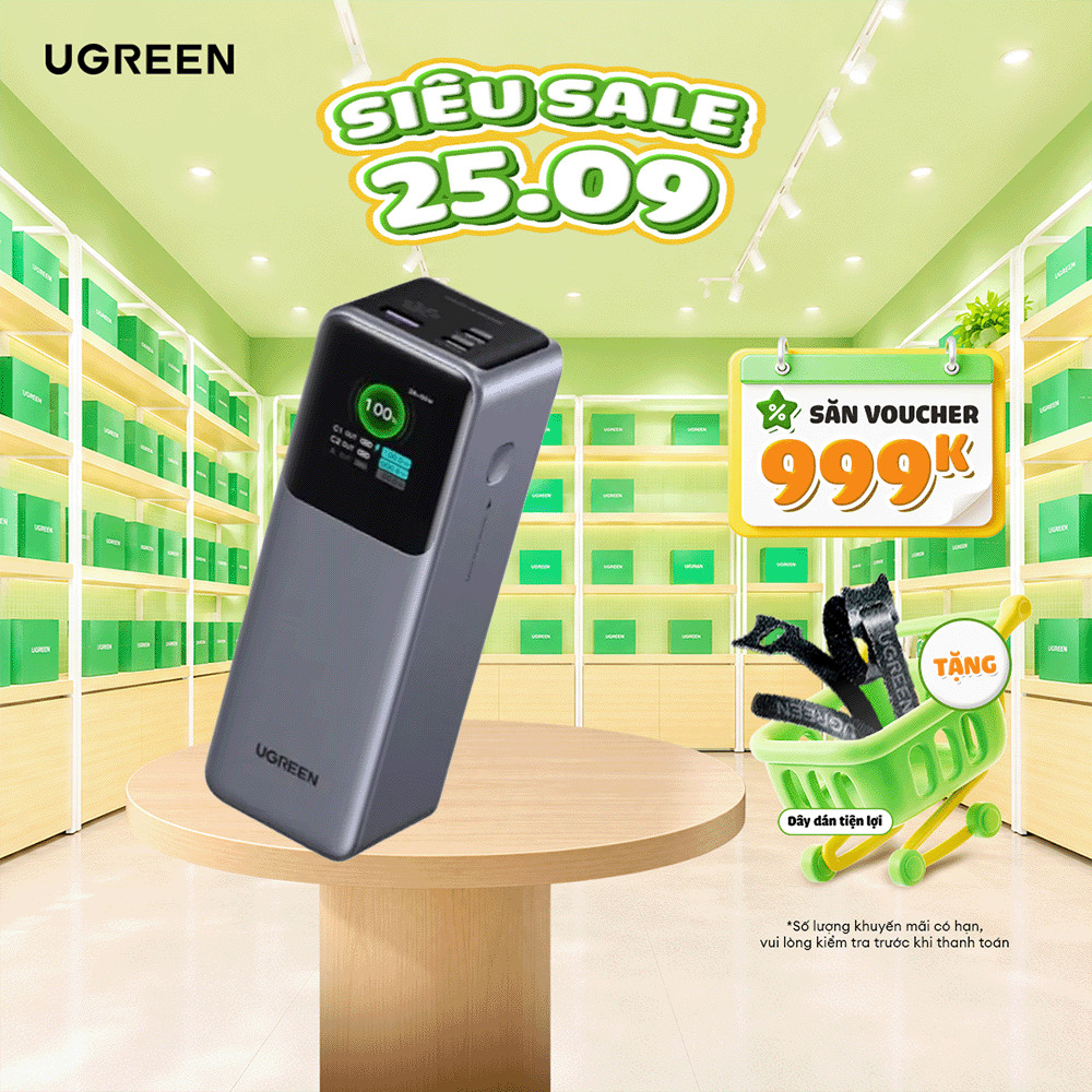 Pin Ugreen PB722 25000mAh-200W/20000mAh-130W/12000mAh-100W | Sử Dụng Lõi Pin Li-on | Màn Hình LED | 