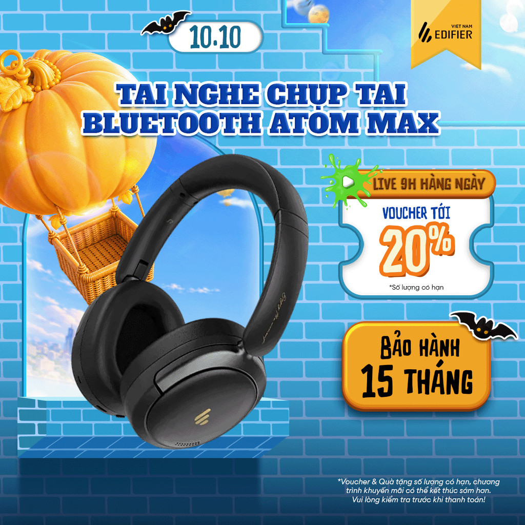 Tai Nghe Bluetooth Chụp Tai EDIFIER ATOM MAX | Bluetooth 5.4 | Khử Tiếng Ồn Môi Trường | Độ Trễ Thấp | Bảo Hành 15 Tháng