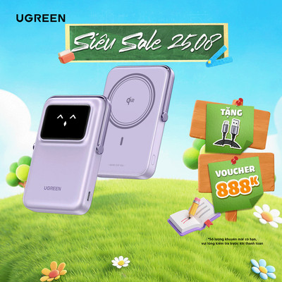 Pin sạc dự phòng không dây 10000mAh Ugreen Uno PD 20W | Công nghệ Qi2 | Màn hình TFT | BH 18 tháng 1 đổi 1 45329