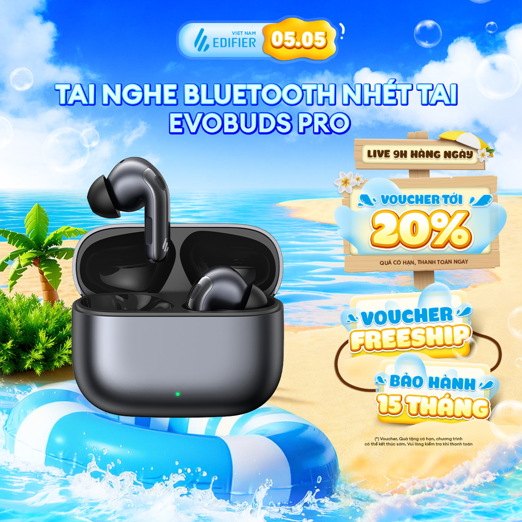 Tai Nghe Bluetooth Nhét Tai EDIFIER EVOBUDS PRO | Chống Ồn Chủ Động | Thời Gian Sử Dụng Tới 36H | Bảo Hành 15 Tháng